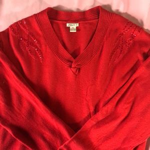 Jenny red sweater size 2x sparkly shoulder accents holiday/ Valentine's Day